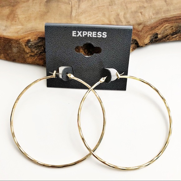 Express Jewelry - Express gold twisted large hoops hoop earrings